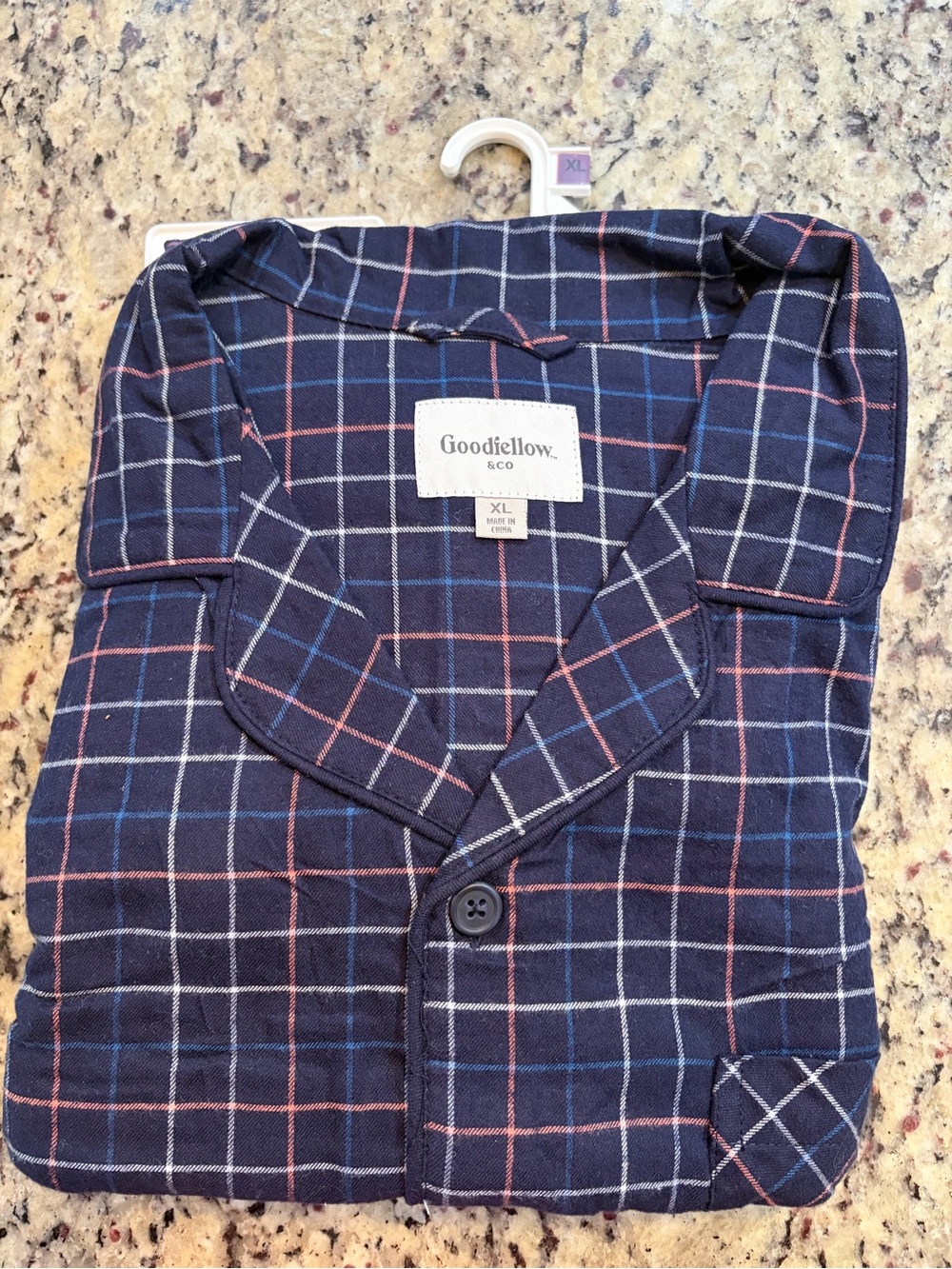 Goodfellow & Co. Navy Plaid Pajama Set- long sleeve top and pants